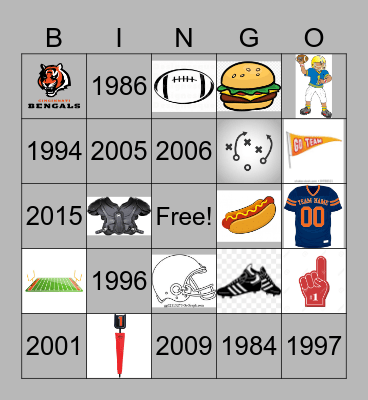 FOOTBALL and years Bingo Card