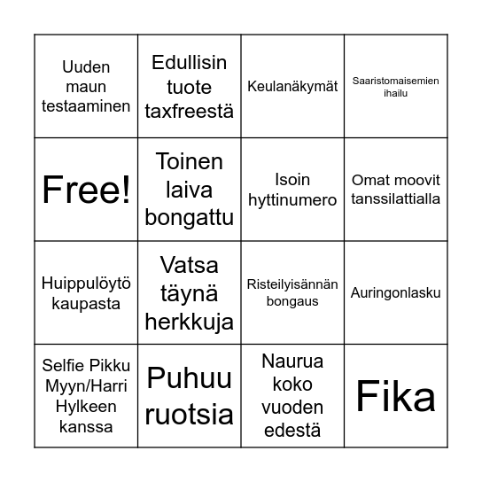 Risteilybingo Card