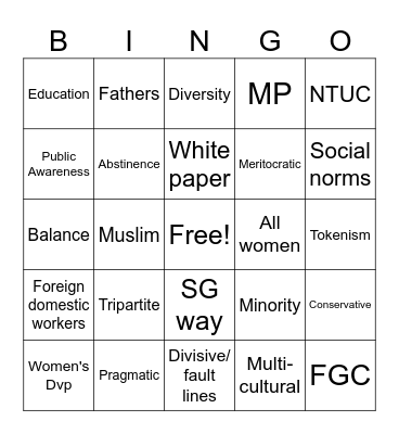 CEDAW 2024 Bingo Card