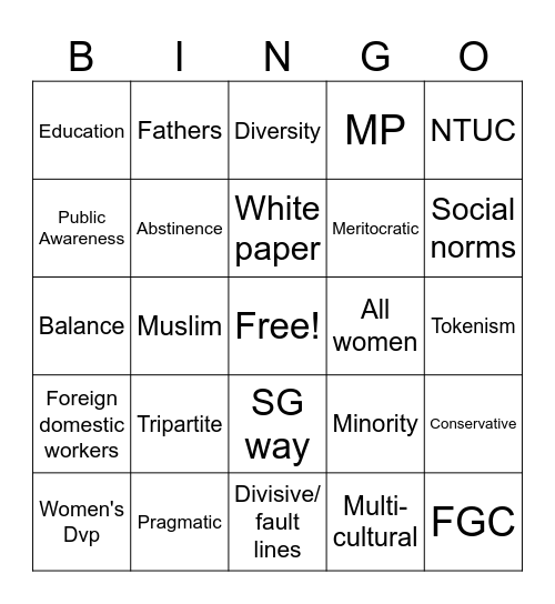 CEDAW 2024 Bingo Card