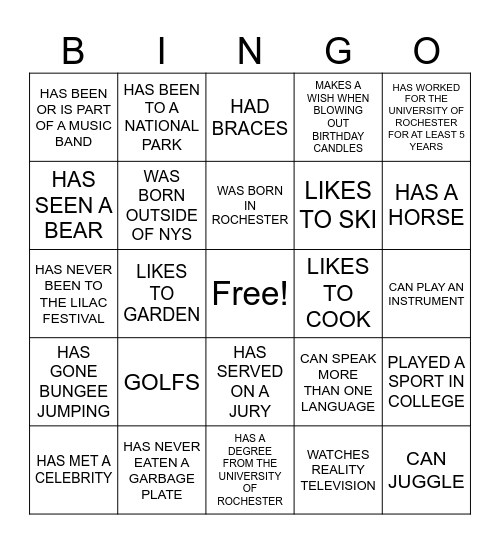 FIND SOMEONE WHO ... Bingo Card