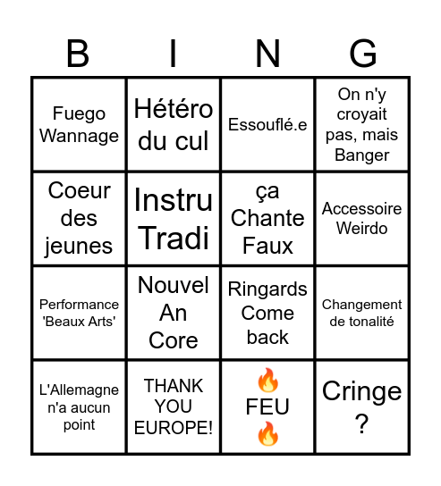 EUROVISION 🏴‍☠️ 2024 Bingo Card