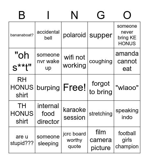 JCRC RETREAT BINGO