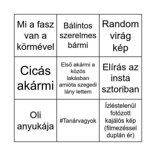 Oli fan club Bingo Card