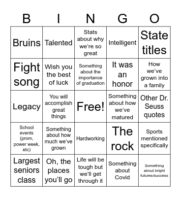 Graduation Bingo! Bingo Card