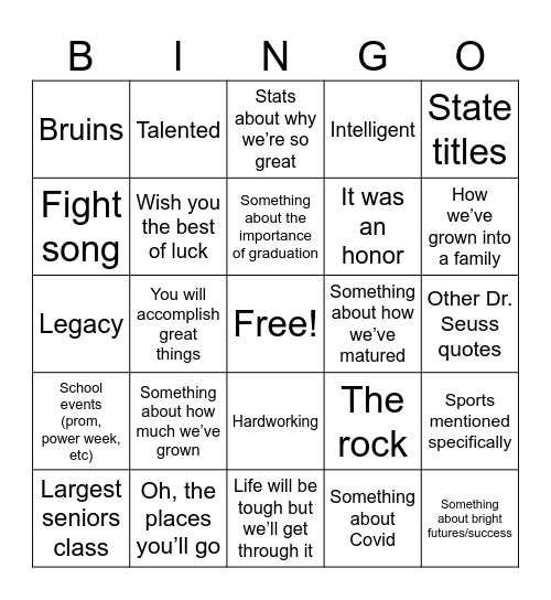 Graduation Bingo! Bingo Card