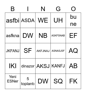 ESN Test Bingo Card