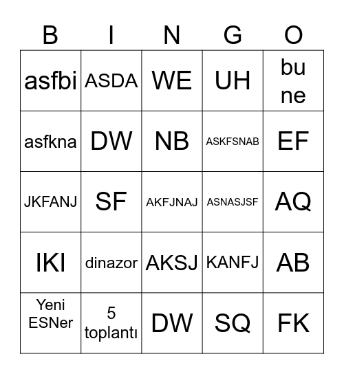 ESN Test Bingo Card
