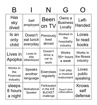 Networking Bingo Card