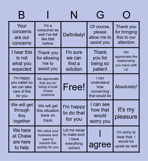 Empathy phrases Bingo Card