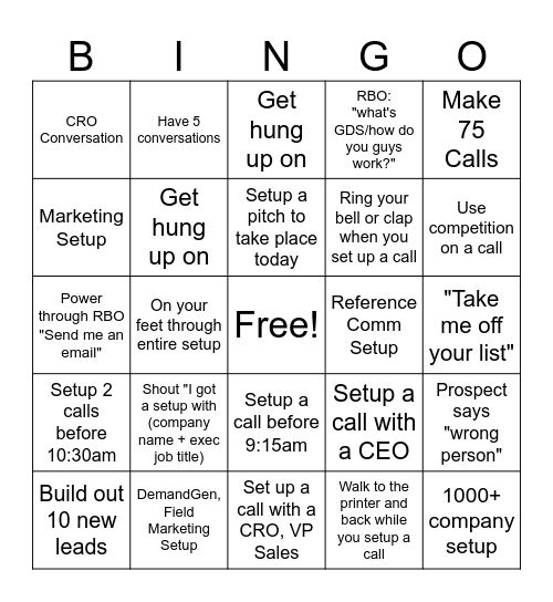 Cold-Call BINGO Card