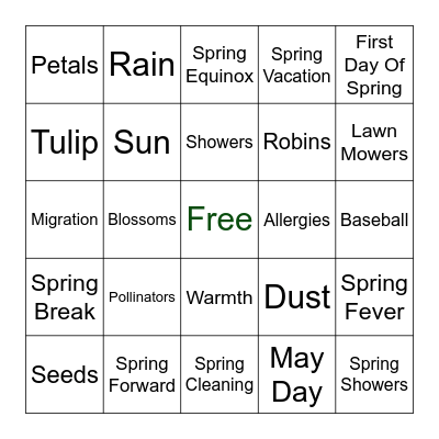 Springo Bingo Card