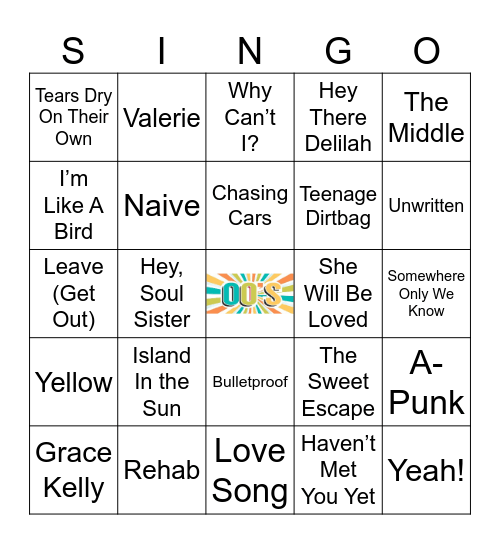 2000s Bingo Card