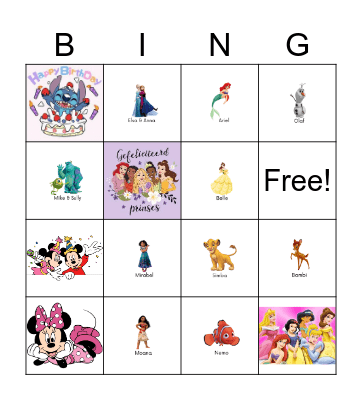 Disney Bingo Card