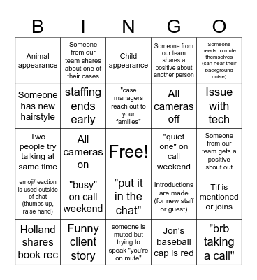 Youthnet Staffing Bingo Card