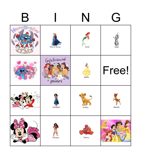 Disney Bingo Card