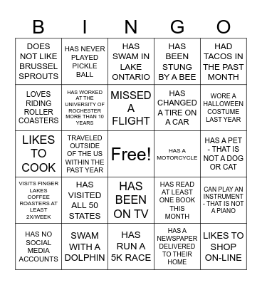 FIND SOMEONE WHO ... Bingo Card