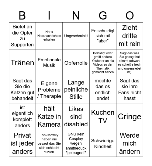 Anni The Duck Bingo Card