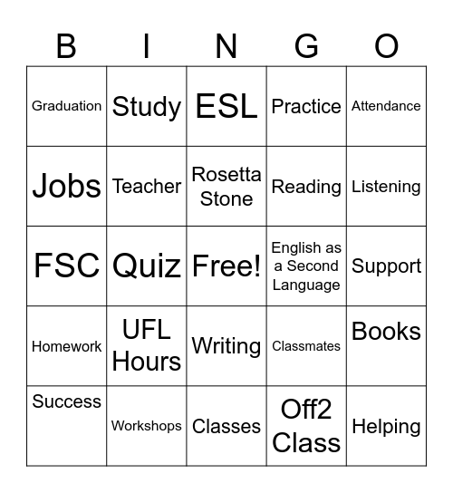 UFL GRADUATION Bingo Card