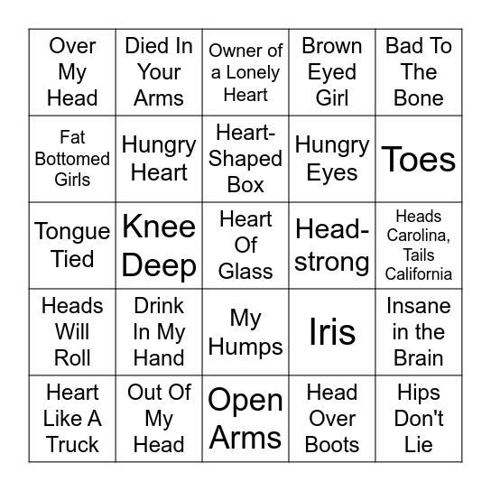 The Human Body (FOUR CORNERS) Bingo Card