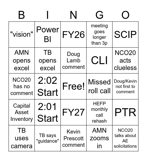 Untitled Bingo Card