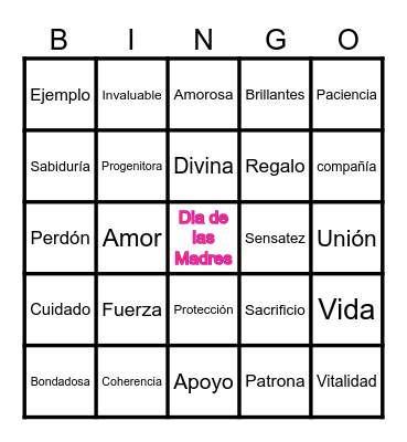 Dia de las Madres Bingo Card