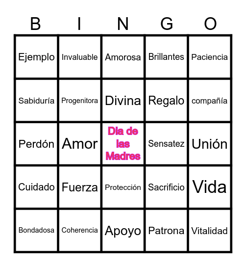 Dia de las Madres Bingo Card