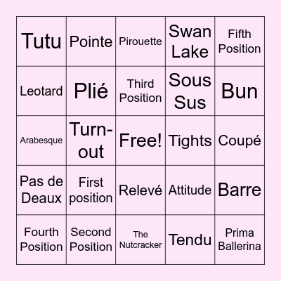 BALLET BINGO Card