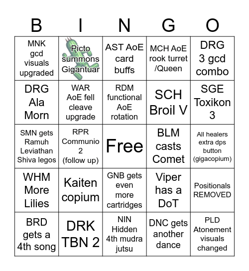 Job Action Bingo Card