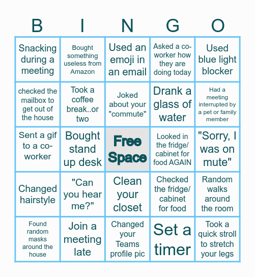 WFH Bingo Card