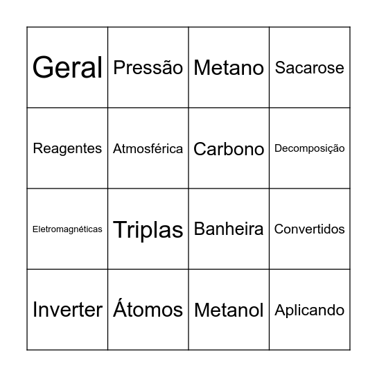 Energia, calor, entalpia Bingo Card