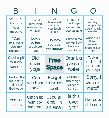 WFH Bingo Card
