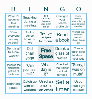WFH Bingo Card