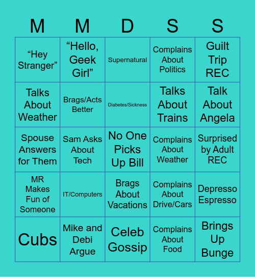 M&M Bingo Card