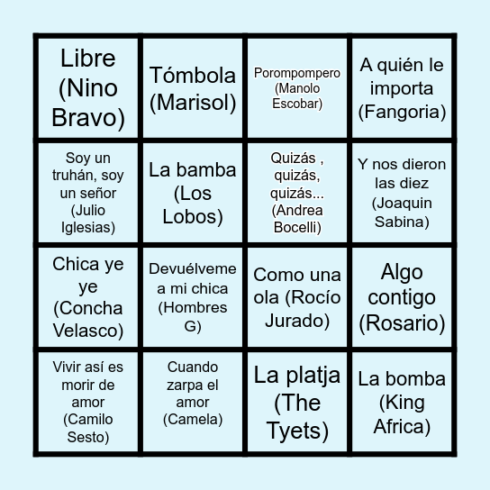 BINGO MUSICAL Bingo Card