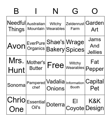 Oak Forest Farmer's Market Bingo Card