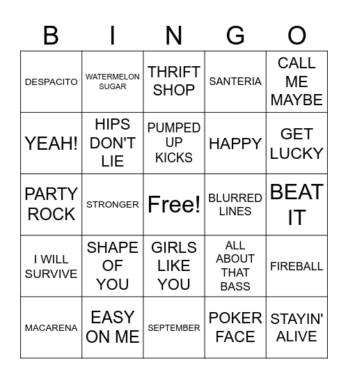 POP BINGO Card