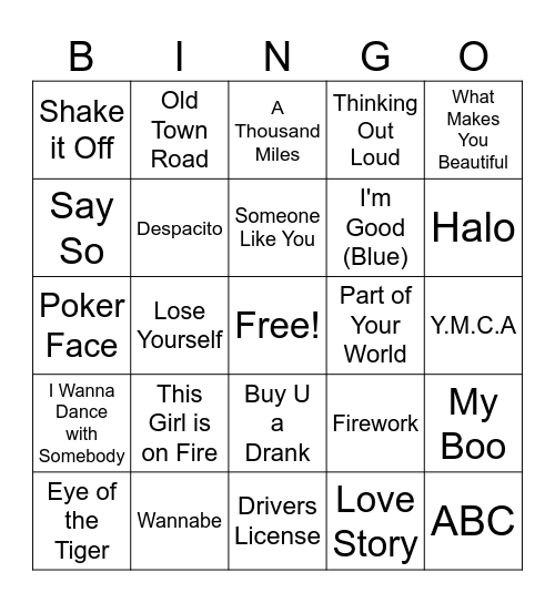 2023 Musical Bingo Card