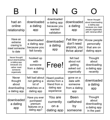 Have You Ever (Dating Edition) Bingo Card