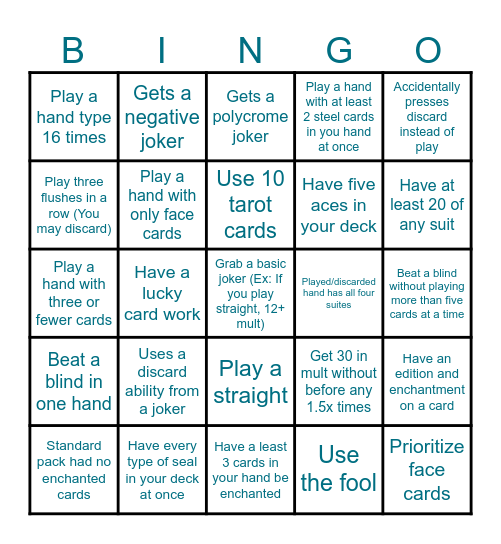 Balatro 5x5 Bingo Card