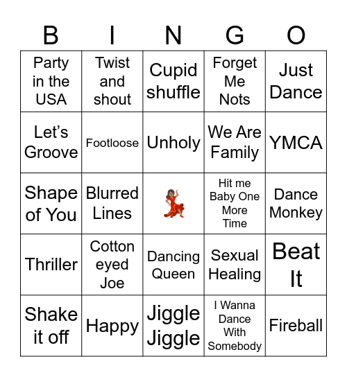 Dance Bingo Card