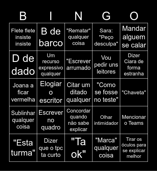 Bingo PT Bingo Card