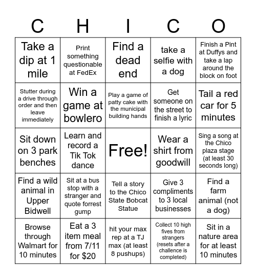 Unfair Bingo Card