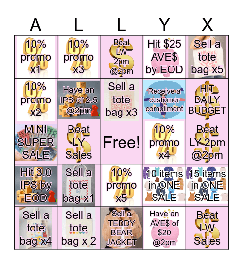 ALLY DOCKLANDS BINGO Card