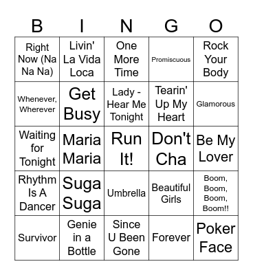 DANCE MIX Bingo Card