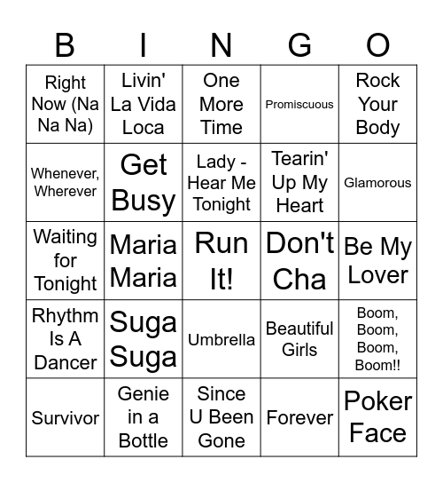 DANCE MIX Bingo Card