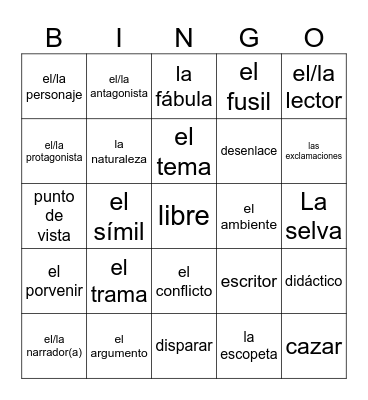 Literatura Bingo Card