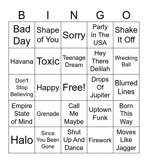 L Best of 2000's Bingo Card