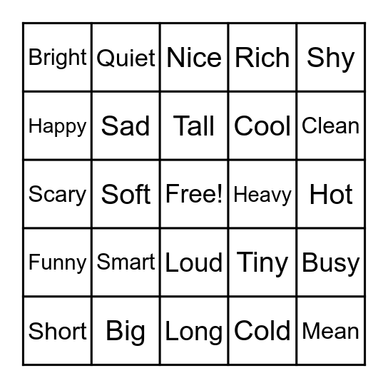 Base Words Bingo Card