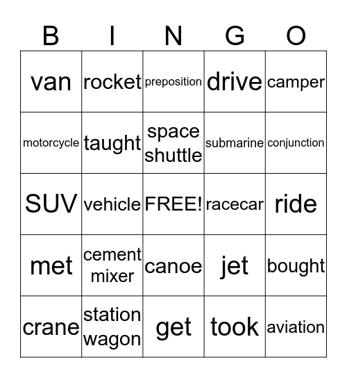 Unit 6 Chp. 1 Moving Right Along Bingo Card